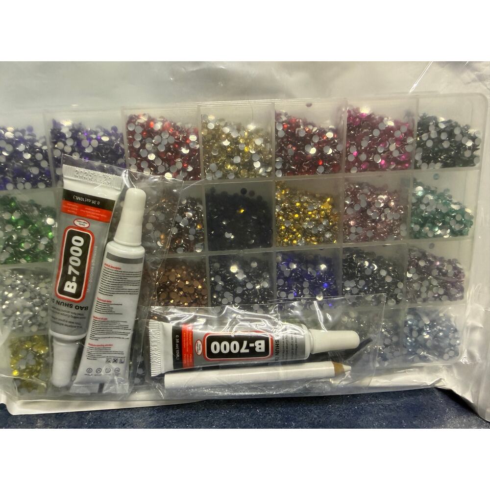 14000Pcs x2 Resin Rhinestones Multicolor 4mm Flatback Rainbow w/B7000 Glue - Picture 4 of 9